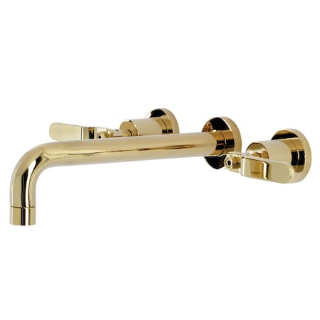 Kingston Brass KS8022KL Two-Handle Wall Mount Tub Faucet, Polished Brass KS8022KL